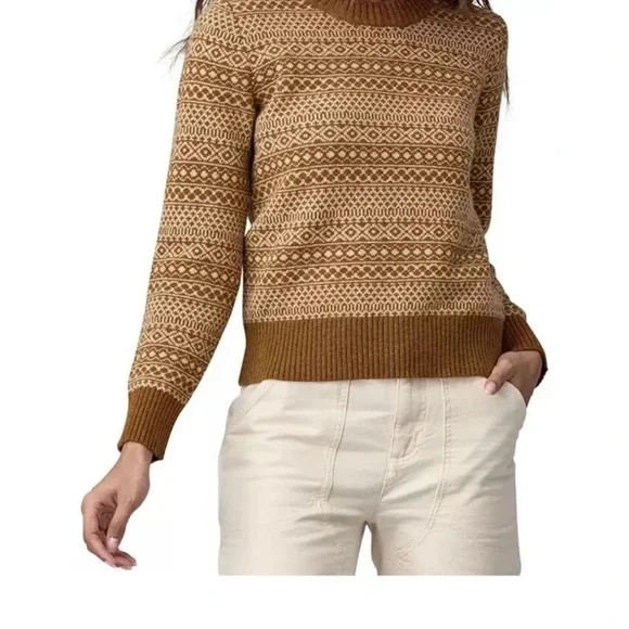 Patagonia Women's L Large Recycled Wool-Blend Crewneck Sweater Brown NWT Cozy - Picture 7 of 9